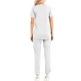 thumbnail image 3 of Kojanyu Scrubs Women Set Women's Solid V-Neck Short Sleeve Pocket Work Suit with Long Pants for Protective Comfort - White（8）, 3 of 3