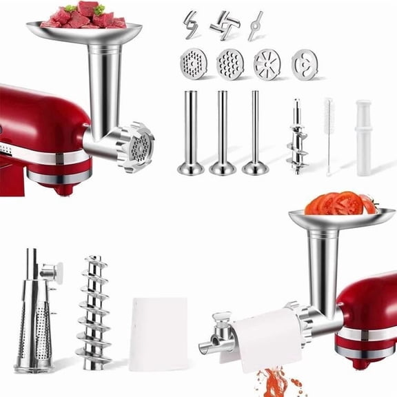 KingFurt Stainless Steel Meat Grinder Attachment Compatible With For KitchenAid Stand Mixer, Tomato Strainer & Food Grinder Perfect Attachment (Not Included Mixer)