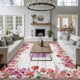 thumbnail image 5 of Rectangle Rug 5x8ft Area Rug, Mother's Day Colorful Flower Area Rugs for Living Room Bedroom, Blossom Floral Wood Board Floor Mat Non-Slip Non-Shedding Carpet Indoor Accent Rugs, 5 of 9