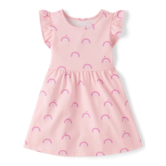 The Children's Place Baby And Toddler Girls Short Sleeve Print Flutter Dress, Sizes 6M-5T