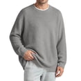 thumbnail image 2 of Men's Waffle Knit Sweater Crewneck Pullover Sweaters, 2 of 8