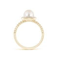 thumbnail image 2 of ANGARA Freshwater Cultured Pearl Ring with Beaded Split Shank in 14K Yellow Gold for Women | June Birthstone, Birthday, Anniversary, Jewelry Gift for Women | Pearl Ring, 2 of 9