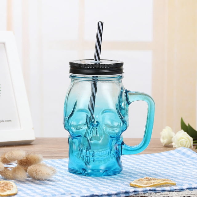 Yisang Halloween Gradient Colored Glass Cup With Transparent Lid And Straw Cup