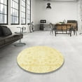 thumbnail image 3 of Ahgly Company Indoor Round Abstract Mustard Yellow Oriental Area Rugs, 3' Round, 3 of 6