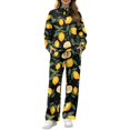 thumbnail image 2 of Xixirimido Women's 2 Piece Outfits Tracksuit Matching Lounge Set, S, Long Sleeve Half Zip Sweatshirt, Wide Leg Pants, Fall Fashion Sweatsuits, Airport Tracksuit, Pockets, Black Lemon Fruit, 2 of 7