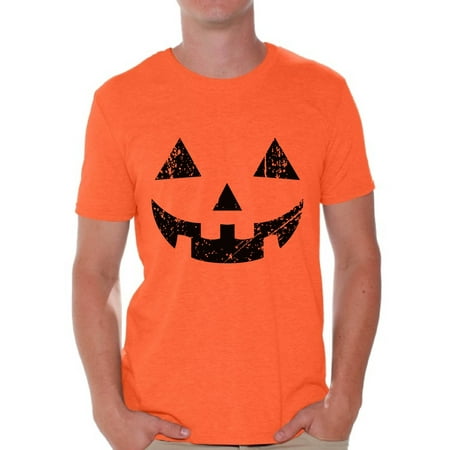 Awkward Styles Halloween Pumpkin Tshirt Jack-O'-Lantern Shirt Halloween Shirt for Men Dia de los Muertos T Shirt Funny Pumpkin Face T-Shirt Men's Halloween Party Shirt Day of the Dead Gifts for Him