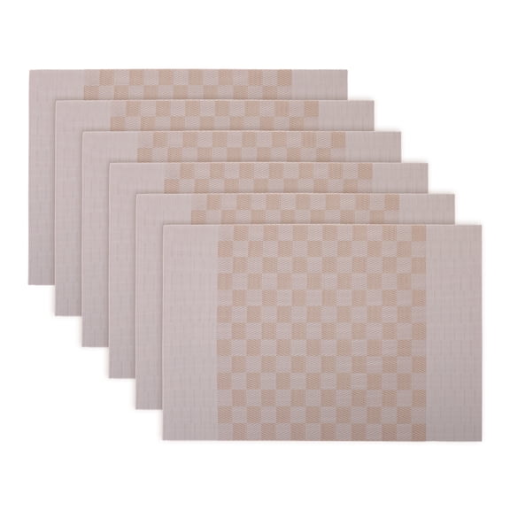 Unique Bargains 6Pcs Rectangle Washable Heat Resistant Table Mats Beige 17.7x11.8inch