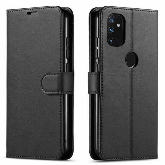 OnePlus Nord N100 Case, Starshop Premium Leather Wallet Pocket Credit Card Slots-Black