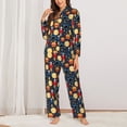 thumbnail image 2 of KLL Colorful Astronomy Print Women's Long Sleeve Pajamas with Pants Sleepwear Loungewear 2 Set-XX-Large, 2 of 7