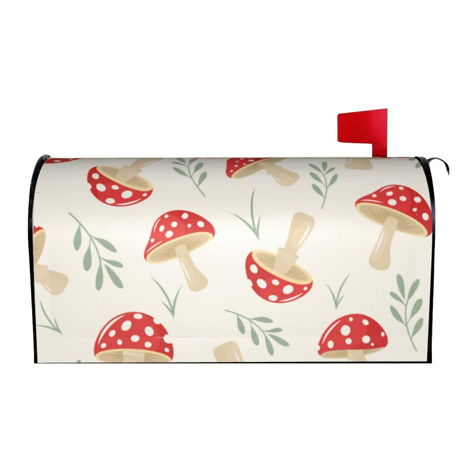 Xecao Cartoon Flat Mushrooms for Mailbox Cover with Magnetic Strips, Waterproof and Sunscreen, Adds a Decorative Touch to Your Garden Yard.