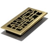 Decor Grates 4" x 10" Steel Plated Satin Brass Finish Abstract Design Floor Register