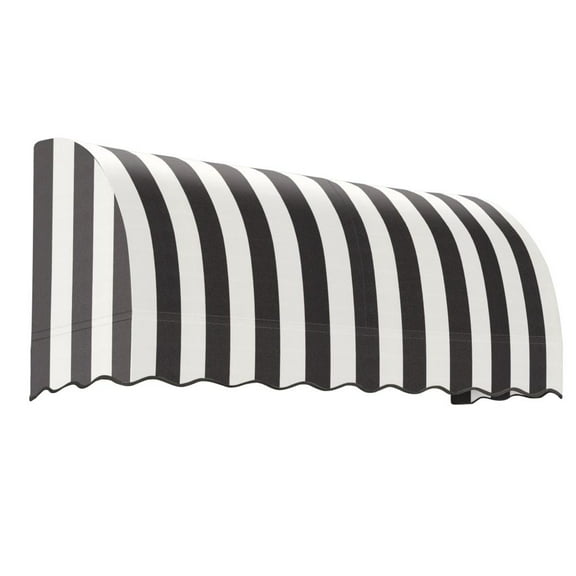 Awntech 5.375 ft Savannah Fixed Awning Acrylic Fabric, Black/White Stripe