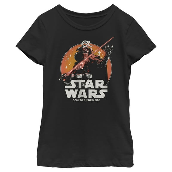 Girl's Star Wars: Visions Retro Anime Darth Vader Graphic Tee Black Medium