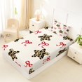 thumbnail image 4 of Manfei Cute Leopard Stars Print Twin Sheets,Cartoon Red Bows Bedding,3-Piece,1 Flat Sheet,1 Fitted Sheet and 1 Pillowcase, 4 of 6