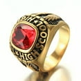 thumbnail image 2 of K-KED Men Women High School Ring Stainless Steel Red CZ Vintage Biker Ring Gold Plated-11, 2 of 6