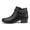 Black PU, variant on Womens Ankle Boots Low Block Heel Round Toe Short Booties Side Zip Shoes for Casual Office Wear
