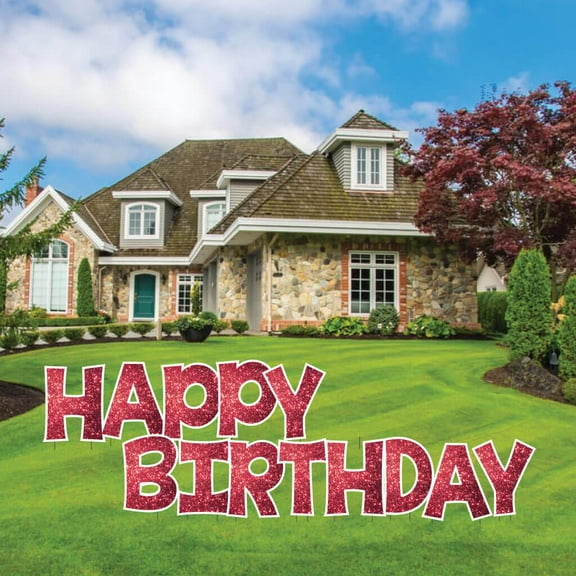 Red Sparkle 24" Tall KG Happy Birthday Yard Decoration Set - KG - 13 Pc Set