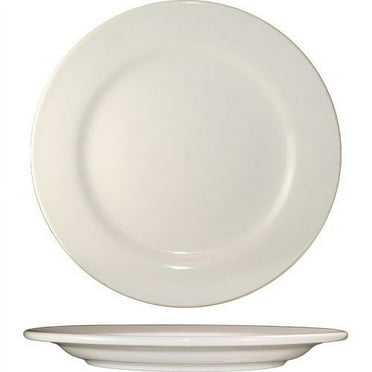 International Tableware Roma Wide Rim Rolled Edge Round Plate American White, 9" Diameter x 3/4" Height, Stoneware |