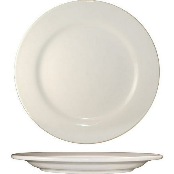 International Tableware Roma Wide Rim Rolled Edge Round Plate American White, 9" Diameter x 3/4" Height, Stoneware |