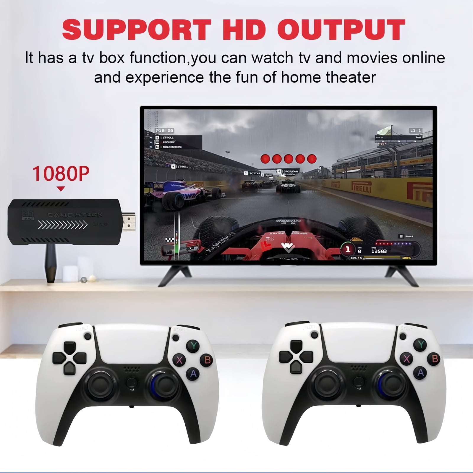 X2 4K Retro Game Stick Video Game Controller with 2 Wireless Controllers