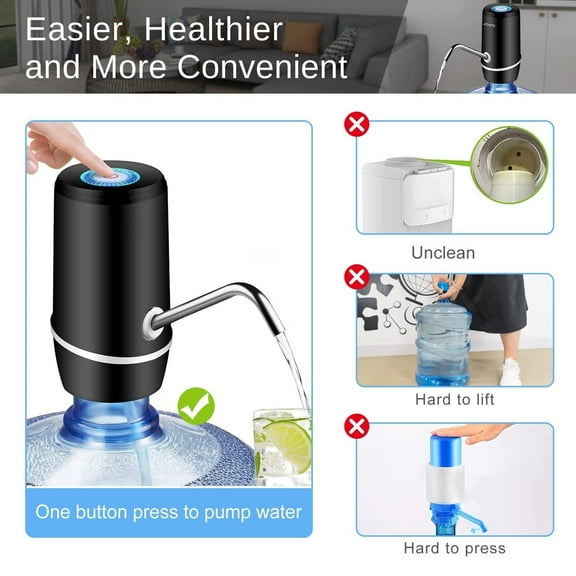 Water Pump for 5 Gallon Water Bottle, USB Rechargeable Automatic Water Dispenser, Portable Electric Drinking Water Bottle Pump for Home, Living Room, Office, Camping Little Squirrel