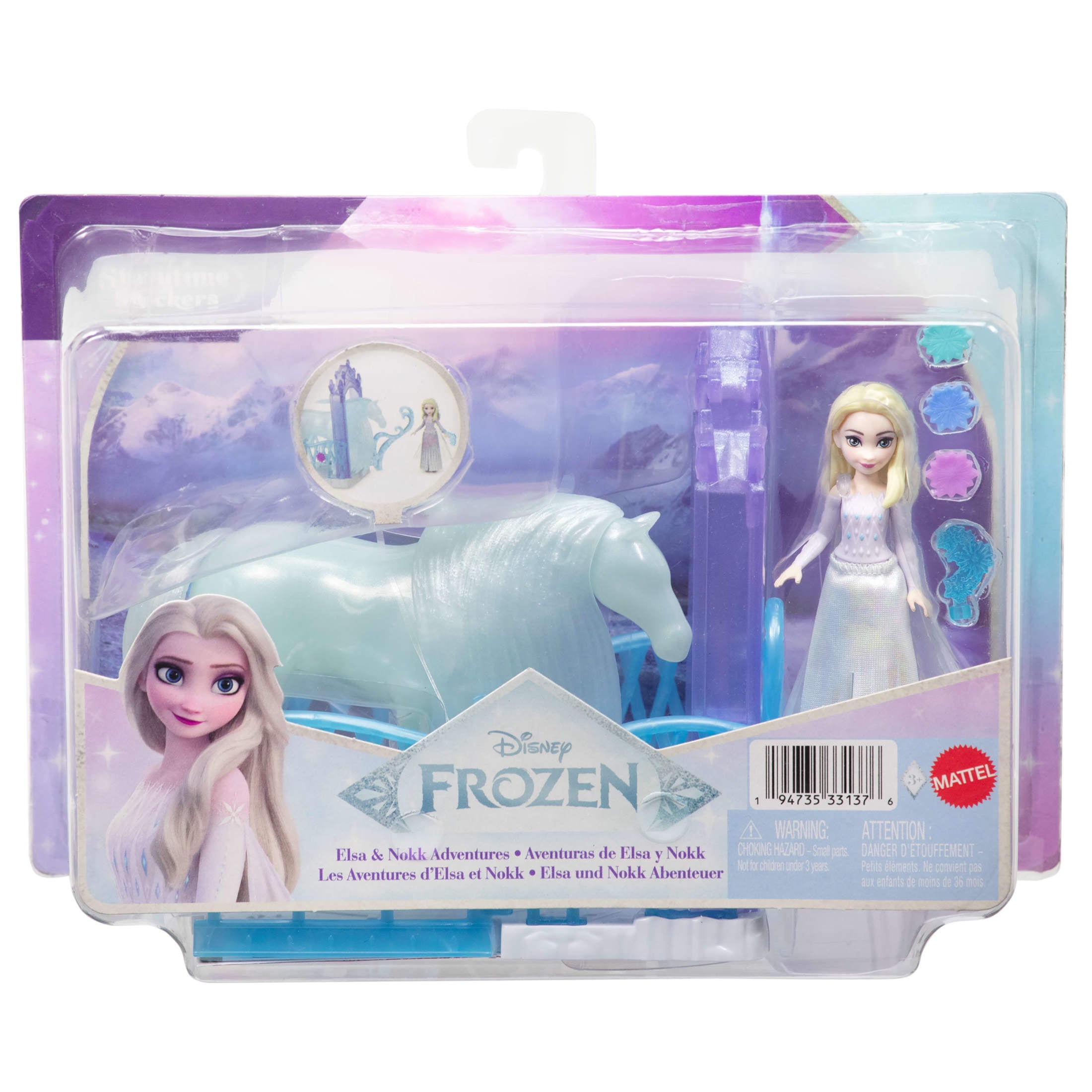 Disney Frozen Elsa & Nokk Small Doll & Horse Adventure Set with Icy Haven Playset & Accessories