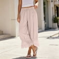 thumbnail image 2 of GigrtiJin Women's Wide Leg Pants Lace Hem Flowy Loose Pants Womens High Waisted Drawstring Casual Loungewear Beach Vacation Trousers, 2 of 5