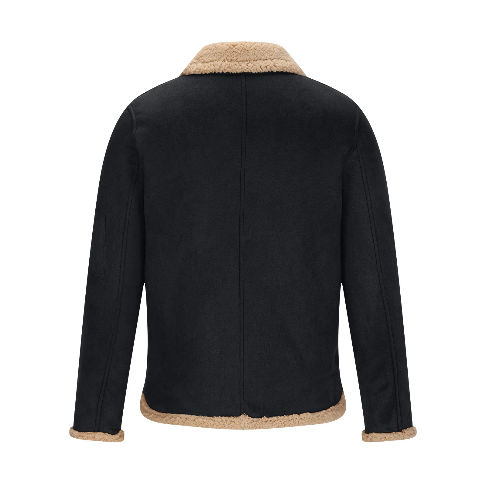 ZCFZJW Mens Faux Leather Jacket - Winter Plush Thick Warm Sherpa Fleece Lined Heavy Coat Casual Long Sleeve Full Zip up Bomber Jacket with Shearling Lining Black XXL