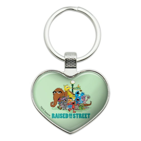 Sesame Street Raised on the Street Keychain Heart Love Metal Key Chain Ring