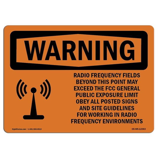 SignMission OS-WS-A-1218-L-12363 12 x 18 in. OSHA Warning Sign - Radio Frequency Fields Beyond with Symbol