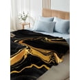 thumbnail image 4 of Marble Black Queen Size Flat Sheet, Wrinkleproof & Fadeproof Cooling Flat Bed Sheet Only, Vintage Gold Art Abstract Farmhouse Breathable Soft Bedding Top Sheets 90 x 102 Inches, 4 of 8