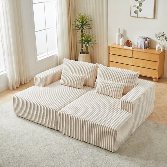 Modern Oversized Sectional Sofa 87" with Cloud Plush & Reclining Bed