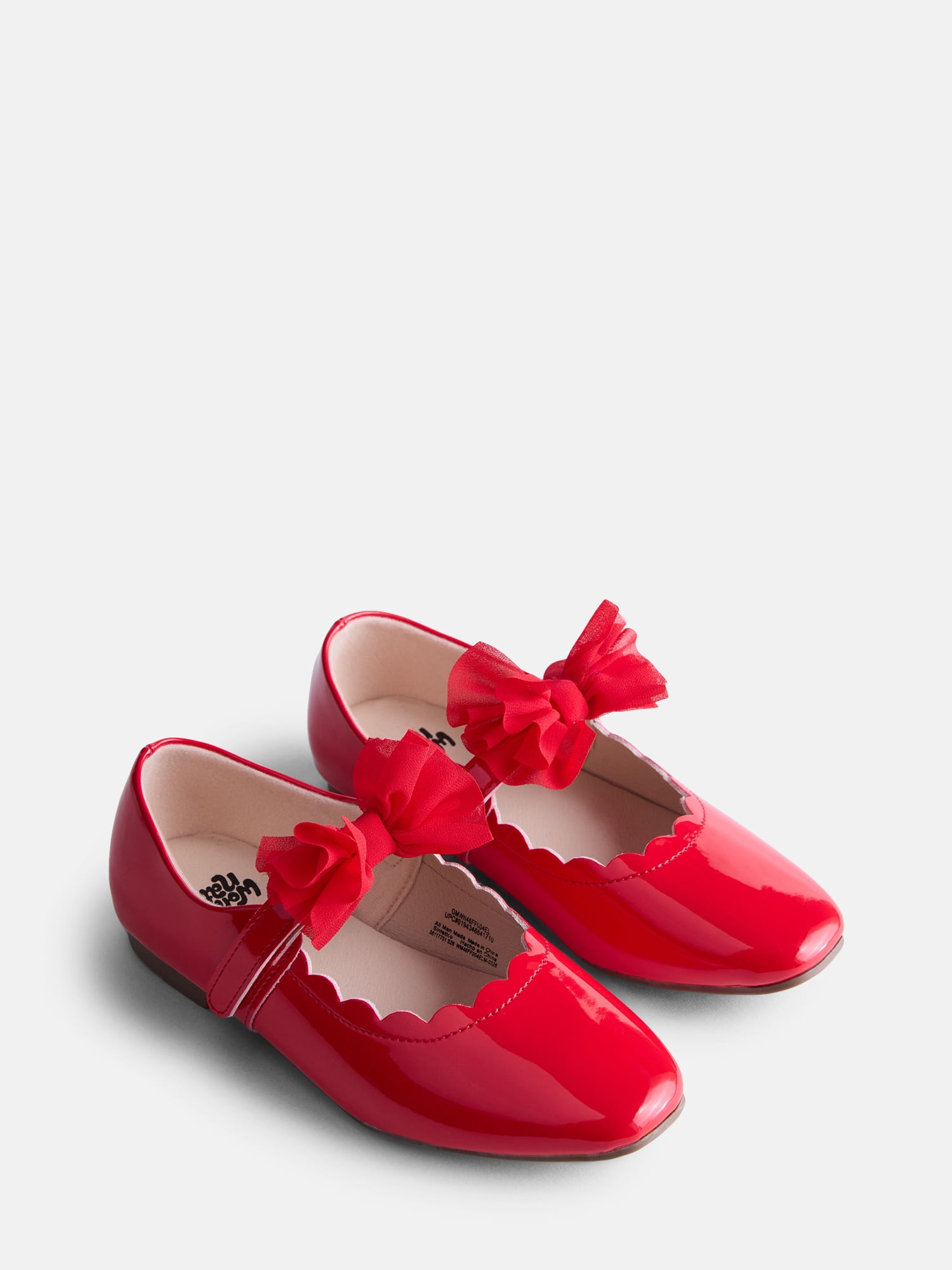 Wonder Nation Little Girls and Big Girls Scallop Ballet Flats with Tulle Bow