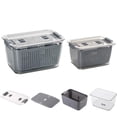 thumbnail image 2 of Bewildely Contenedor escurridor de alimentos frescos, cesta de almacenamiento de frutas y verduras, contenedor organizador para refrigerador Organizadores de utensilios de cocina 3.5L Bewildely HA026893-01, 2 of 6