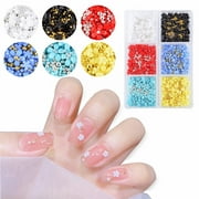 Sehao Nail Accessories 3D Flower Nail Charms for Acrylic Nail 6 Grids 3d Nail Flowers Rhinestone White Pink Blue Cherry Acrylic Nail Art Supplies with Pearls Manicure Diy Nail Decorations A