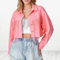 thumbnail image 1 of Chaquetas vaqueras con lentejuelas y letras bolsillos chaqueta vaquera para mujer chaqueta informal atuendo diario, 1 of 7