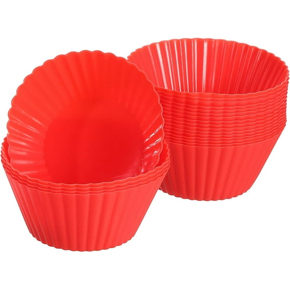 18Pcs Silicone Cupcake Liners, Non-Stick Baking Cups, for Cooking Eggs, Baking Muffins and Make a Cake(Red)