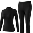 thumbnail image 4 of gbyLJF Womens Thermal Underwear Set Turtleneck Tops with Chest Pads and Long Johns 2 Piece Solid Color Cold Weather Shirts Leggings, 4 of 5