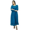 thumbnail image 2 of Bimba Women's Cotton Smocked Waist Long Casual Maxi Dress, 2 of 7
