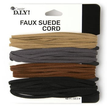 DIY Faux Suede Cord String, 4 Count, Black, Brown and Gray
