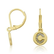 Little Miss Twin Stars 14K Gold Plated Earring Initial Alphabet Letter ''C'' Leverback Earrings A - Z