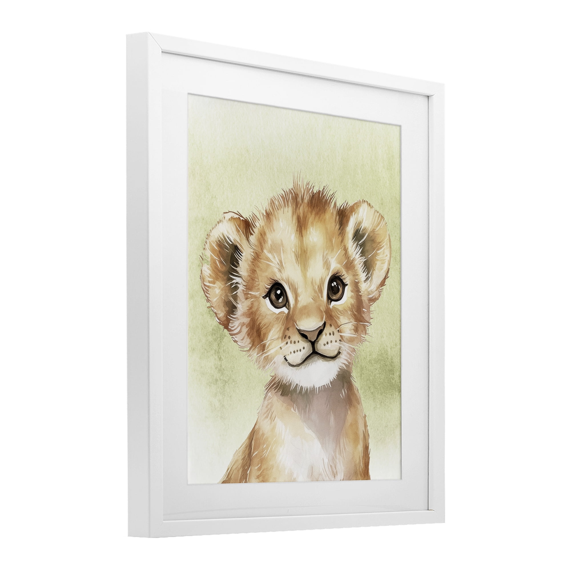 Stupell Industries Jungle Friends Baby Lion White Framed Print Under Glass, design by Christine Simpson Art