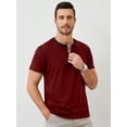 thumbnail image 2 of Demotime Men's Henley Shirts Short Sleeves Round Neck Casual Basic Shirt Summer Solid Color Lightweight Button T Shirts Wine Red XL Tops, 2 of 6