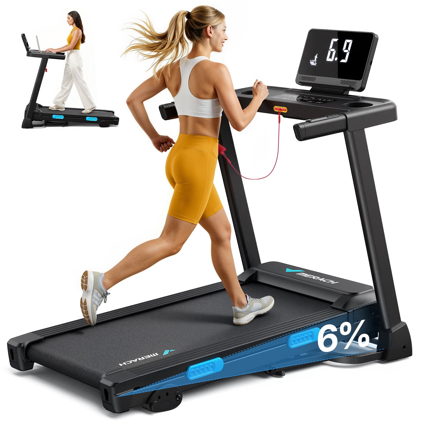Merach 2.5HP Folding Treadmill with Incline photo 1