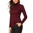 thumbnail image 1 of INSPIRE CHIC Blouse Décontractée à Carreaux pour Femme à Col Roulé Ajustée à Manches Longues, 1 of 6