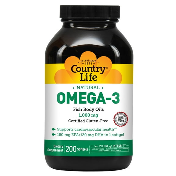 Country Life Omega-3 1000mg Fish Oil 200 Softgel