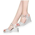 thumbnail image 5 of BONIXOOM Wedge Sandals for Women Clearance Fall Buckle Wedge Casual Fashion Shoes for Women Silver Size 4.5, 5 of 5
