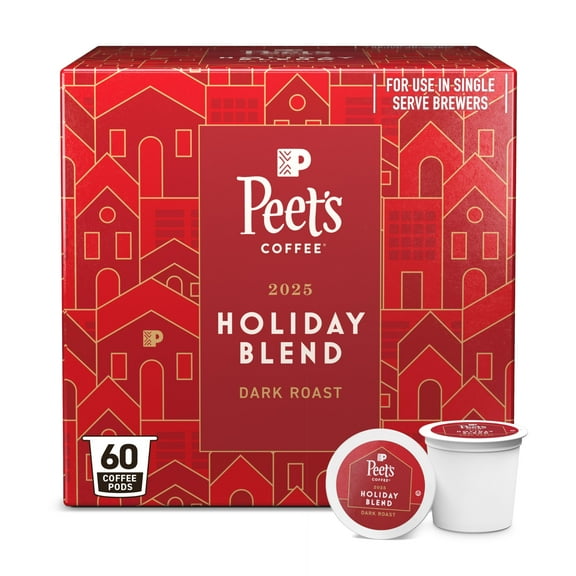 Peet's Coffee, Dark Roast Single Serve Coffee Pods - Holiday Blend 60 Count (6 Boxes of 10 Pods)