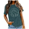 thumbnail image 1 of Hauts de Printemps pour Femmes Imprimé Confortable et à la Mode Haut Coloré Manches Courtes T-Shirts pour Femmes Vert Foncé S, 1 of 4