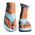 thumbnail image 3 of HNMKIU Fashion Platform Slide Sandals Summer Casual Comfort Toe Post Beach Slippers Women Soft Sole Outdoor Indoor Shoes Womens Flip Flops Light Blue,7.5, 3 of 8